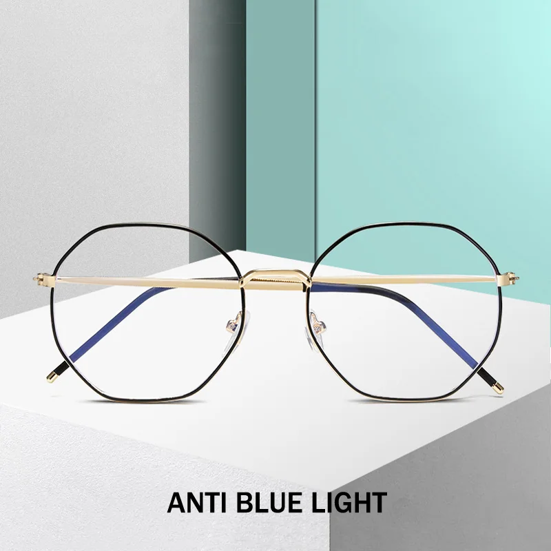 

Polygon Metal Eyewear Frames Men Women Vintage Retro Optical Eye Glasses Anti Blue Light Transparent Spectacle Frames Oculos