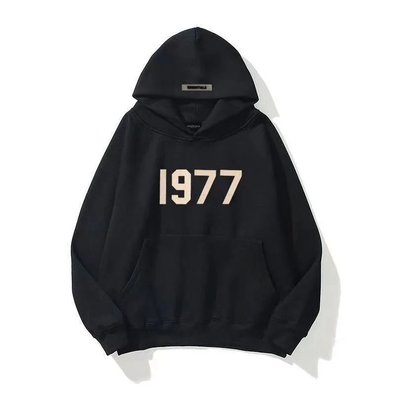 

1977 Number Printing Pure Cotton Hoodies Autumn Men's Hooded Sportswears Fashion Casual Streetwear Unisex Man Oversized Clothing