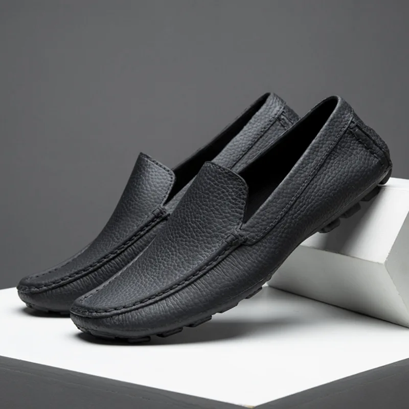 

2023 Spring Mens Shoes with Soft Leather Soft Soles Business Casual Leather Shoes Bean Shoes Comfortable Driving Shoes Mens Shoe