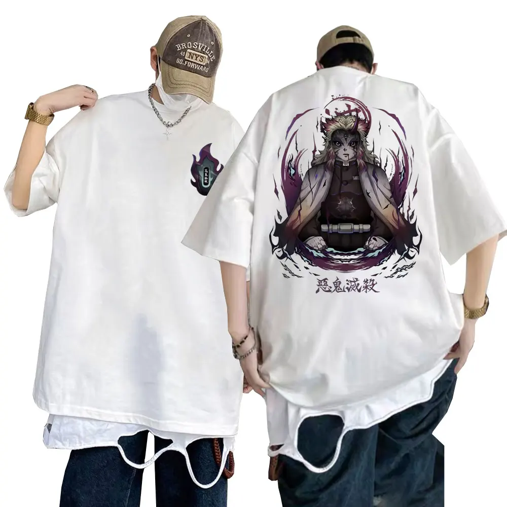 

Japanese Anime Demon Slayer Rengoku Kyoujurou Graphic Print T Shirts Men Manga Fashion Harajuku T-shirt Male Oversized Tshirt