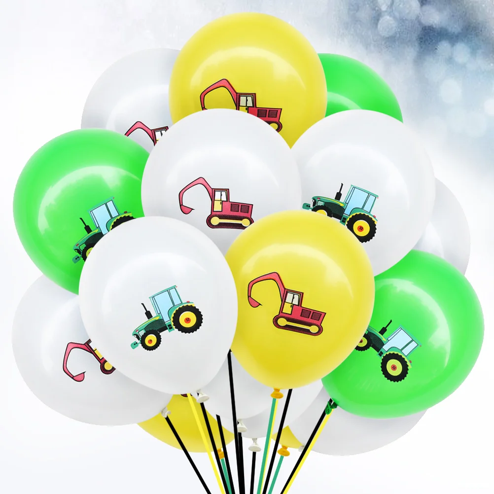 

40 Pcs Truck Ornaments Excavator Latex Balloon Aluminum Foil Engineering Vehicle Balloon Construction Vehicle Balloons Child