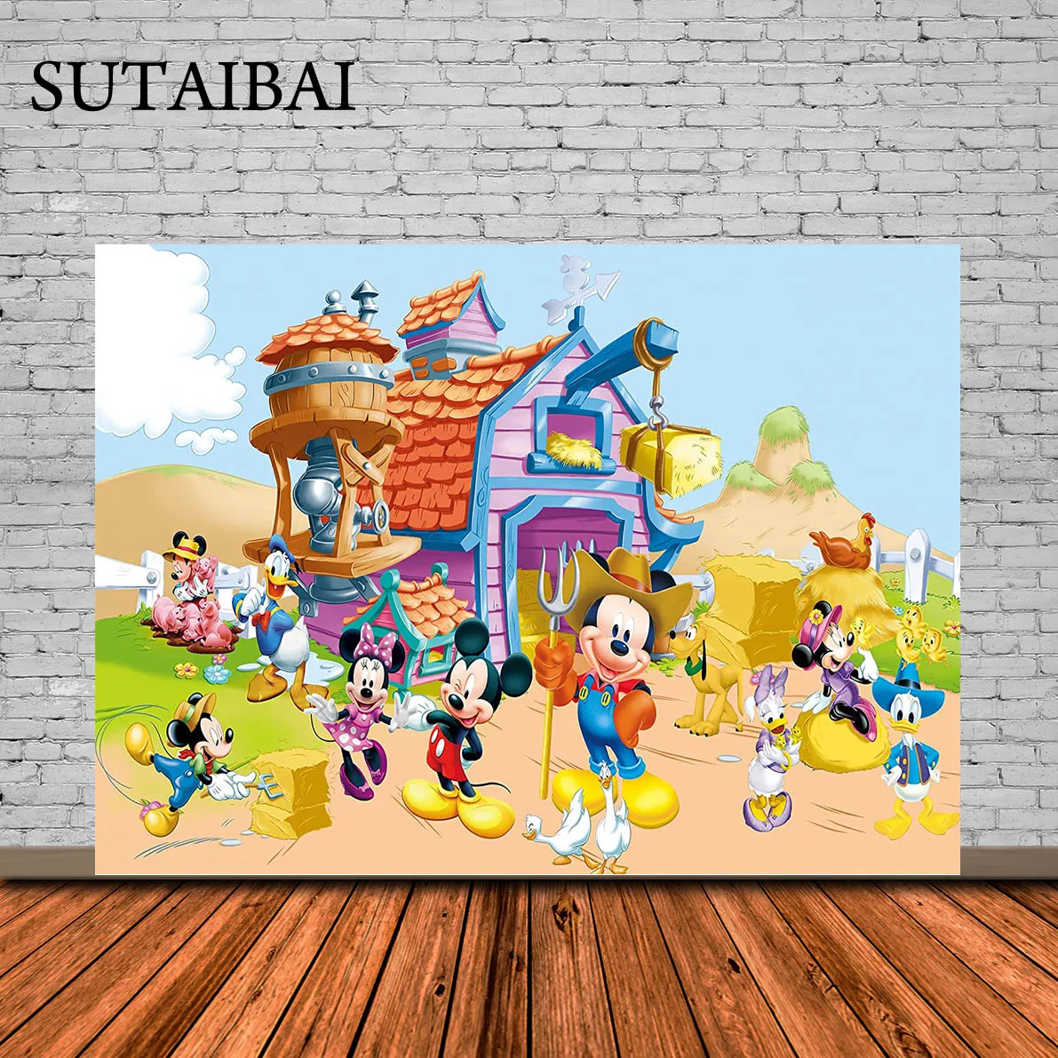 Фотофон с изображением фермы для Микки предметы вечевечерние темы праздничный