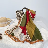 summer new style cotton and linen ladies travel vacation sunscreen plaid scarf air conditioning shawl printed silk scarf