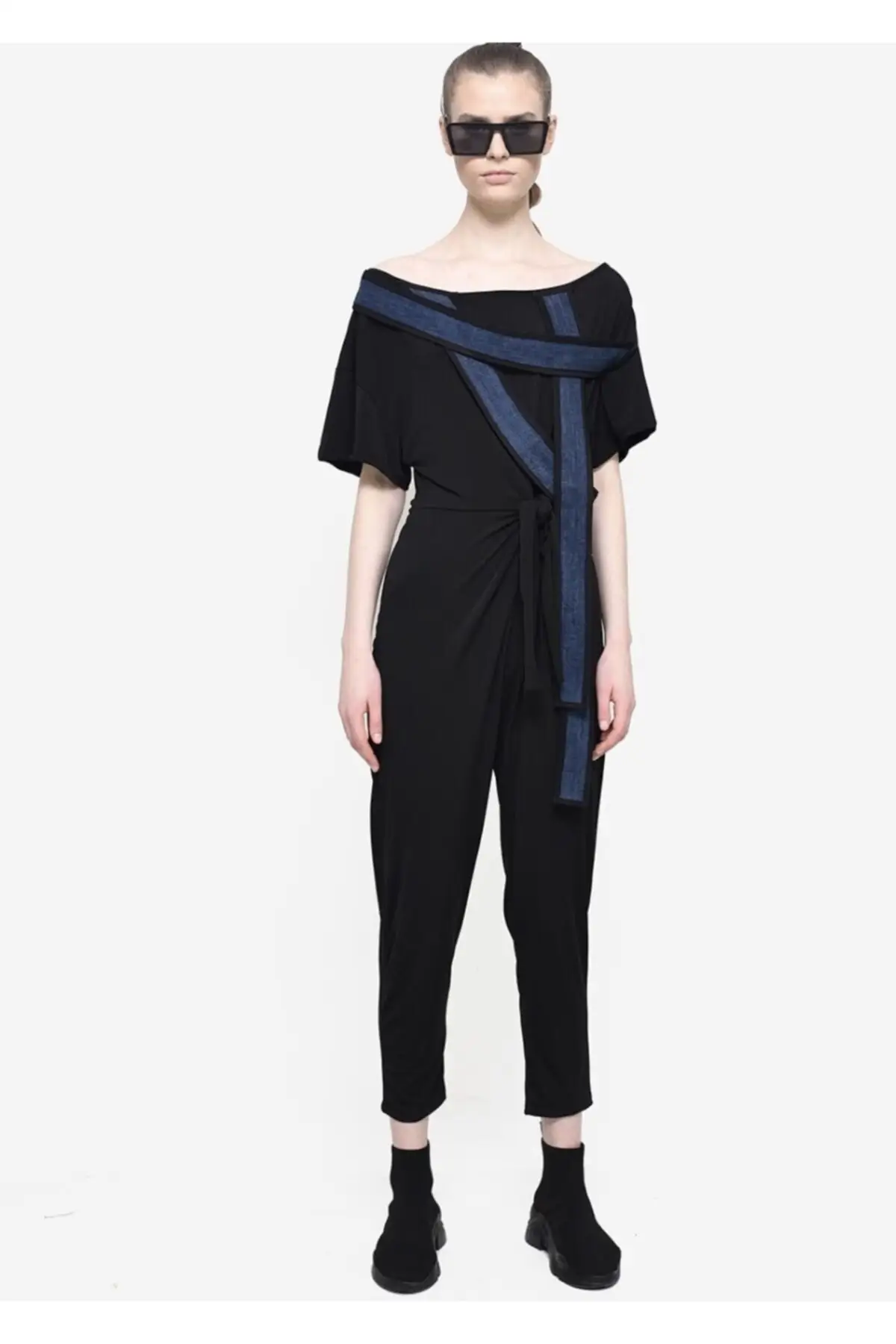 

Women's Overalls Black Design Jumpsuit Hot Style Quality Fabric Sleeveless Baggy Trousers Casual Jumpsuit
