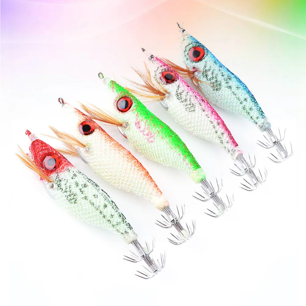 

5 Pcs Fishing Tools Squid Fishing Bait Saltwater Fishing Lures Giant Squid Octopus Hooks Fishing Shrimp Baits Hooks