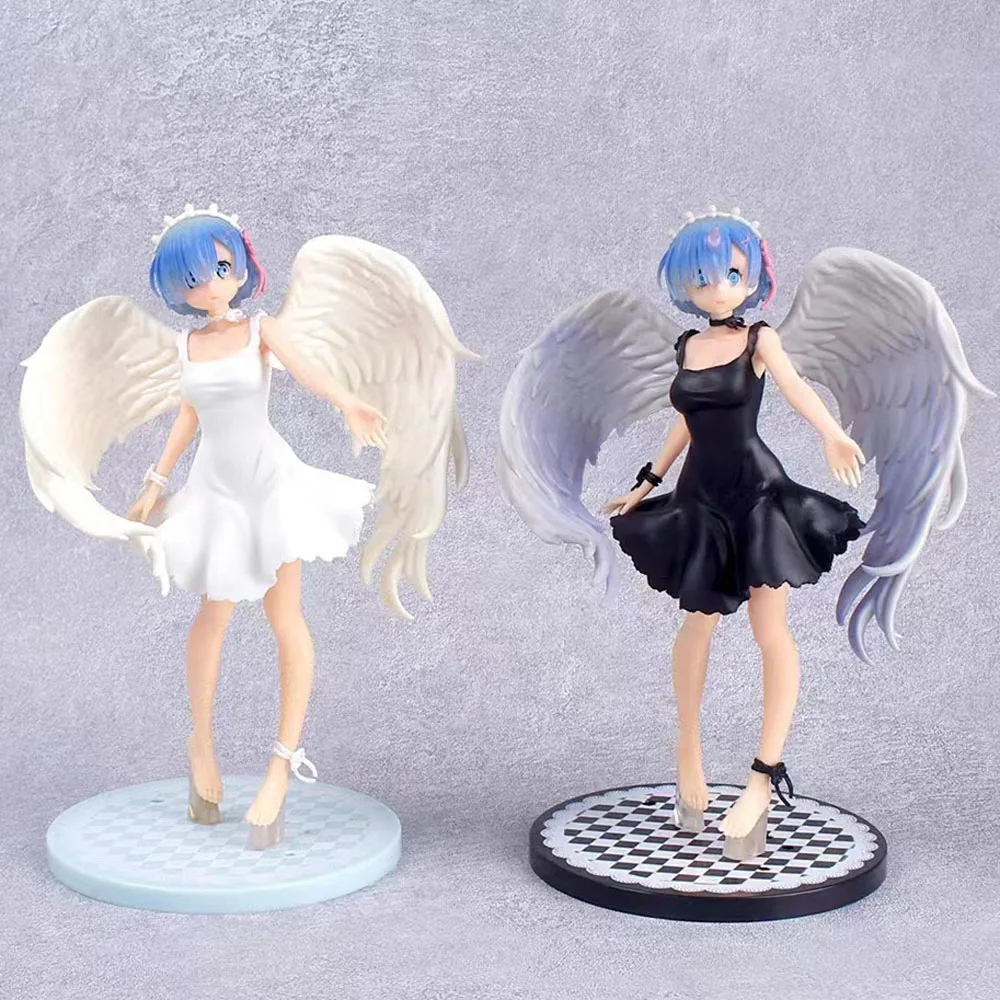 

21cm Anime Re: Life In A Different World From Zero Action Figure Angel Devil Rem Kawaii Girl PVC Collection Model Toys Kid Gift
