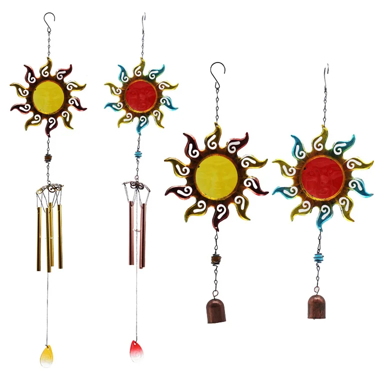 Sun Wind Chime Iron Glass Pendant Garden Balcony Creative Pendant Wind Chime Pipe Bell Outdoor Fashion Wind Chime