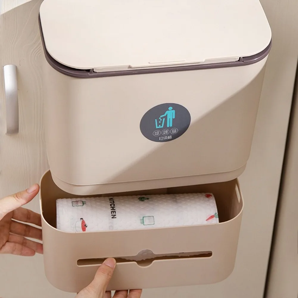 hanging trash can small kitchen garbage can waste bin with lid for kitchen cabinet door bedroom wall hanging bins free global shipping