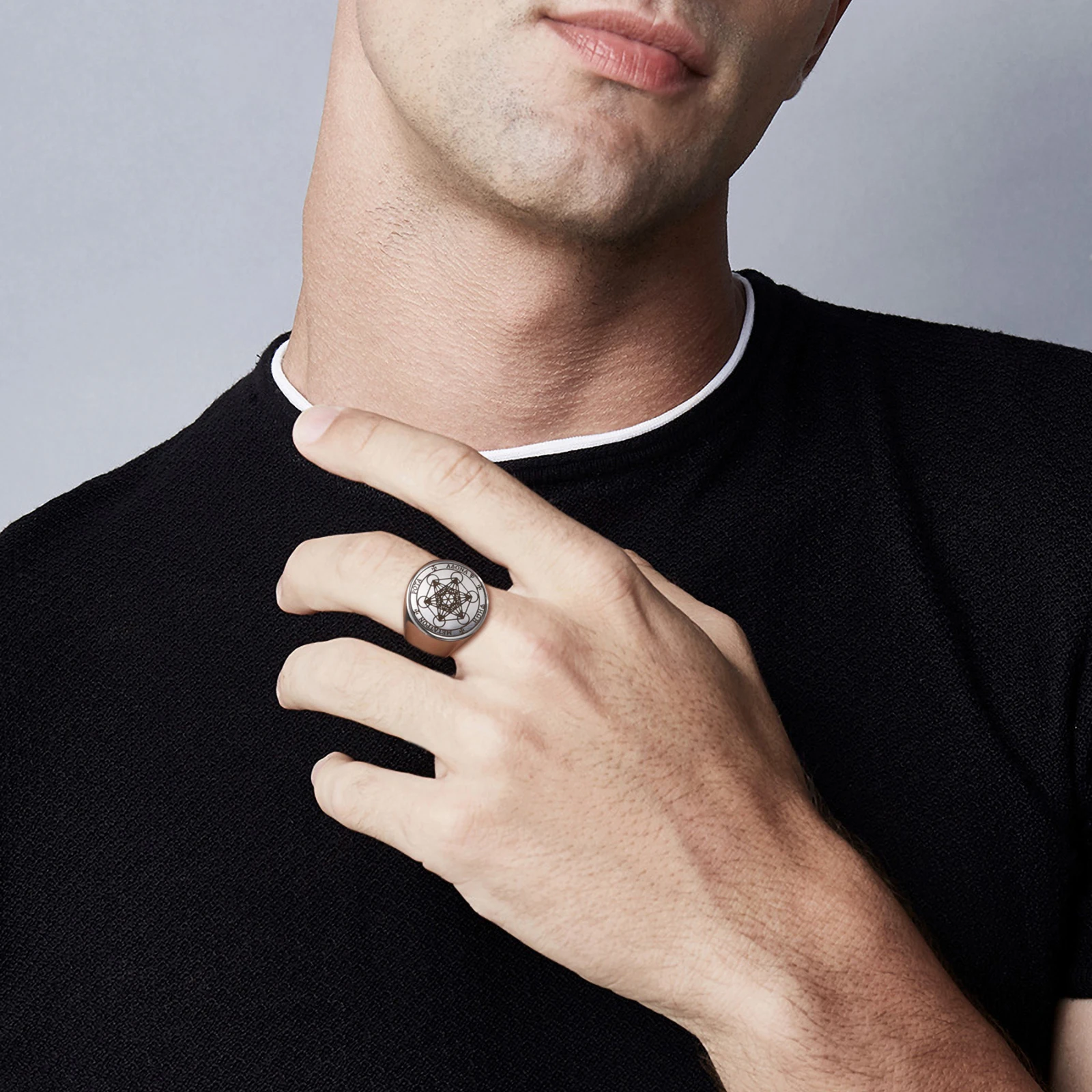 Кольцо LIKGREAT Archangel Metatron с ангелом жизни мужское кольцо в стиле панк гравировкой из