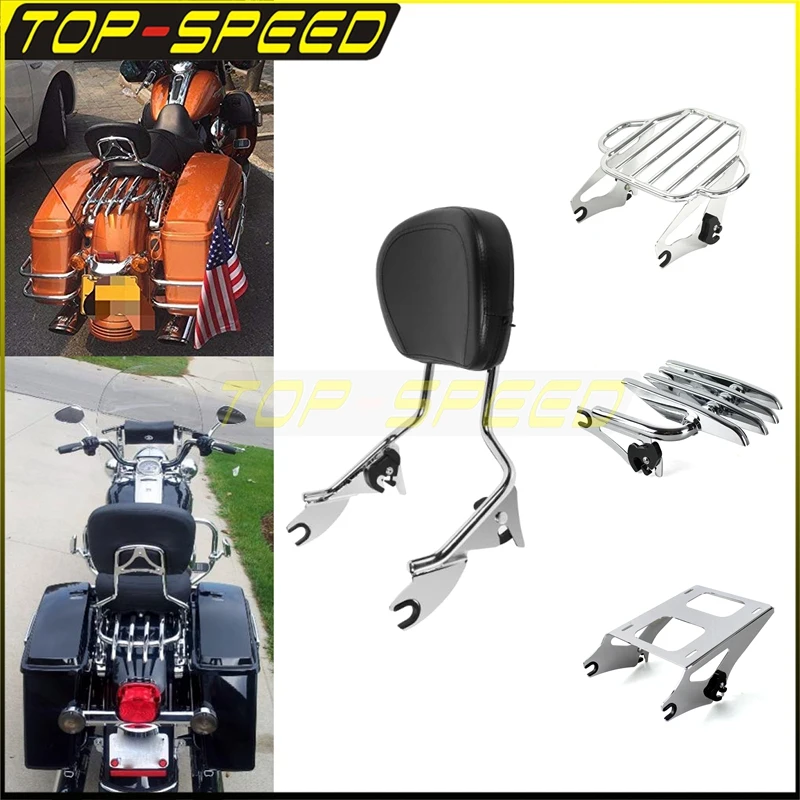 

Для Harley Touring 2009-2022 Sissybar спинка багажная стойка для перевозки стыковочное крепление крепежный кронштейн FLHR FLHX FLHXS FLTRX FLHT