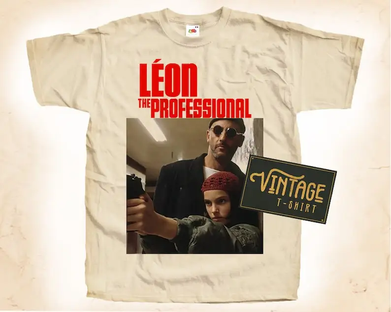 Leon The Professional V1 футболка натуральный винтажный хлопковый постер фильма бежевый