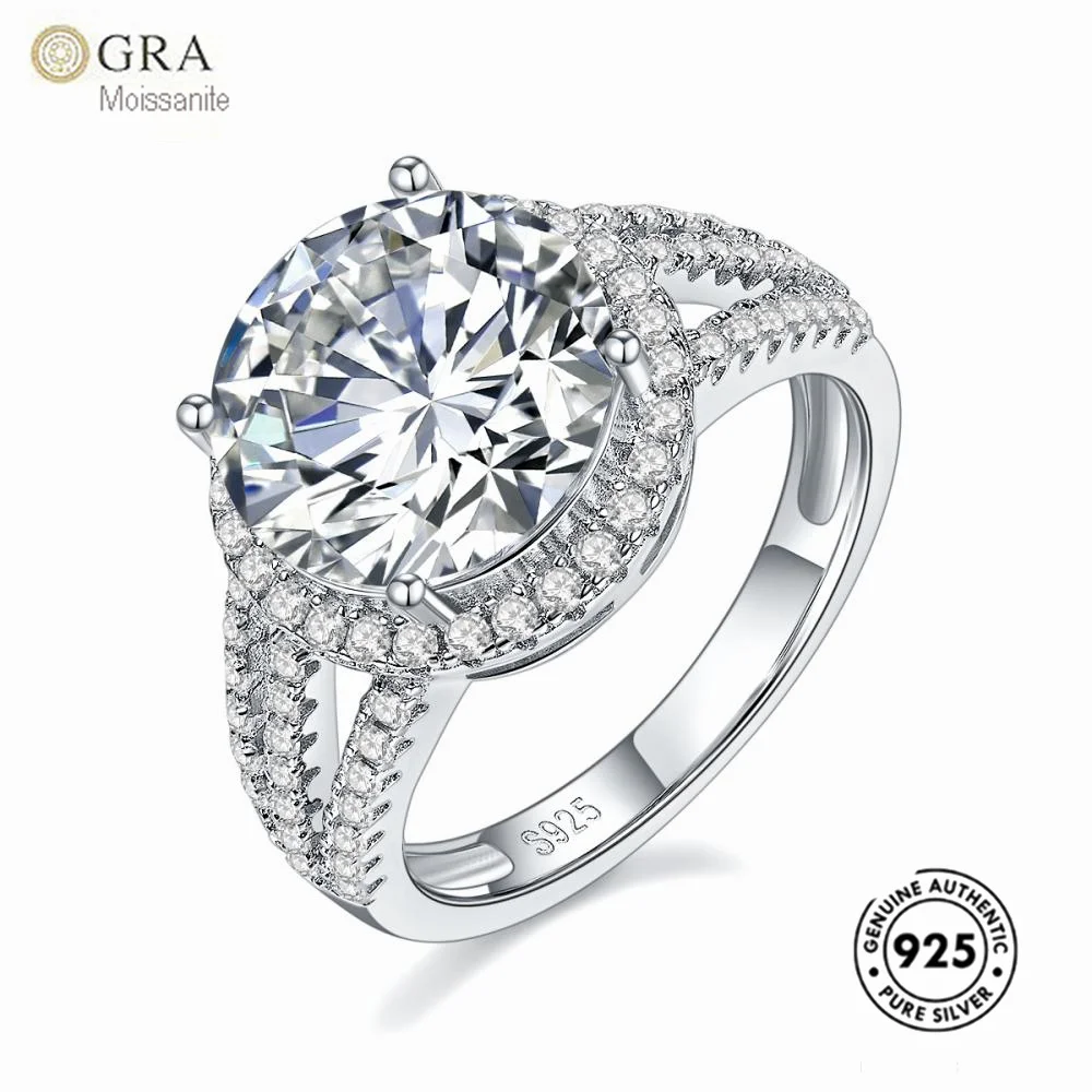 Кольцо из серебра 925 пробы с бриллиантами GRA Mossanite Женские Ювелирные изделия