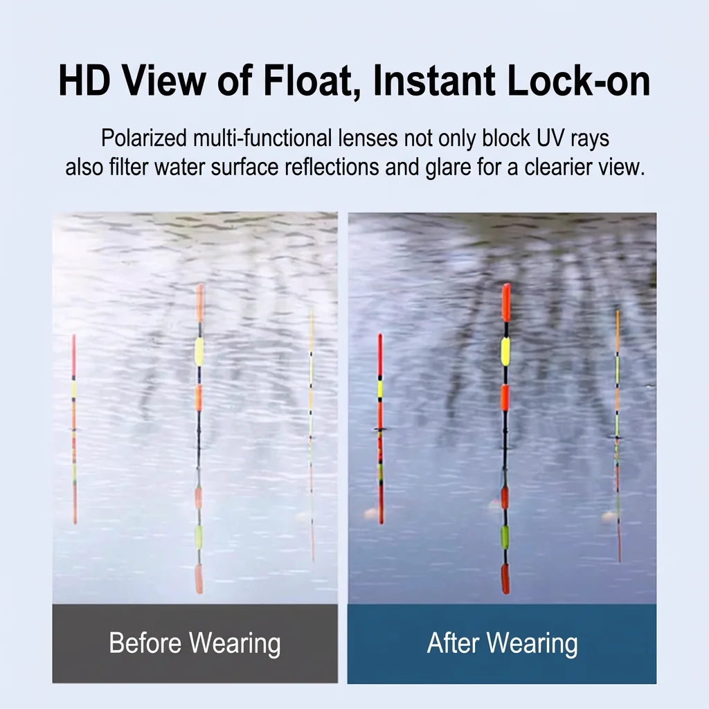 Мужские поляризованные солнцезащитные очки для рыбалки HD Lake Vision Sport UV400 с полуоправой, зеркальные, для активного отдыха (art.: 3920d892ca877) - 3920d892ca877