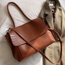 Designer Crocodile Pattern Women Handbag Large Capacity  Shoulder Bags for Female 2022 Casual Totes Pu Leather Messenger Bag