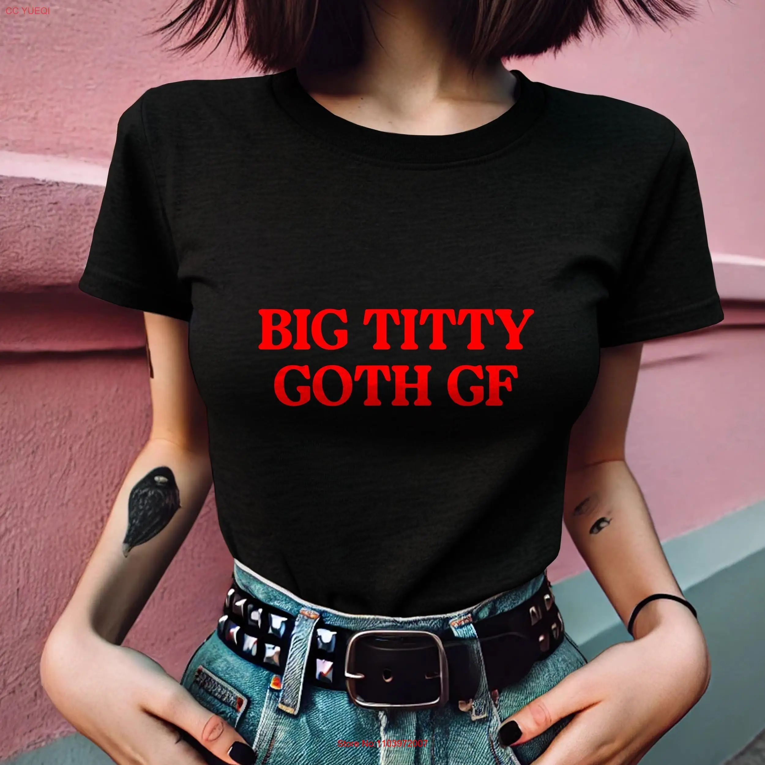 Футболка Big Titty Goth GF готическая Tiddy альтернативная футболка в стиле панк ведьма