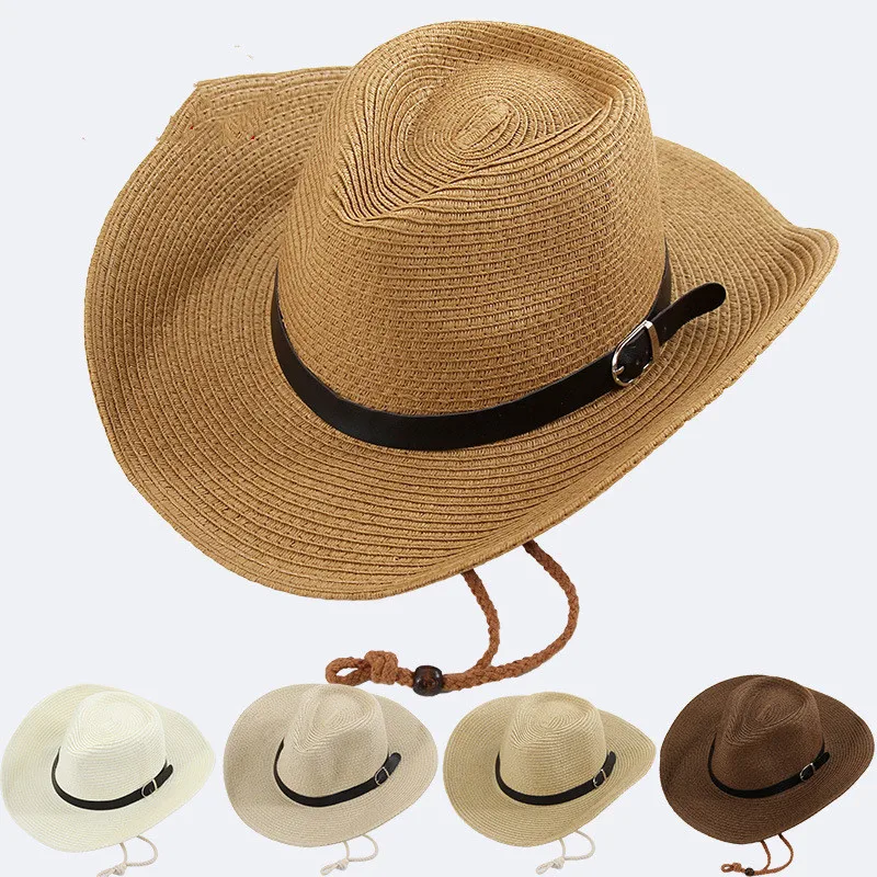 

Men and Women Western Cowboy Hat Summer Beach Sun Hat Outdoor Fishing Hat Sun Protection Straw Hat Men's Courtesy Hat