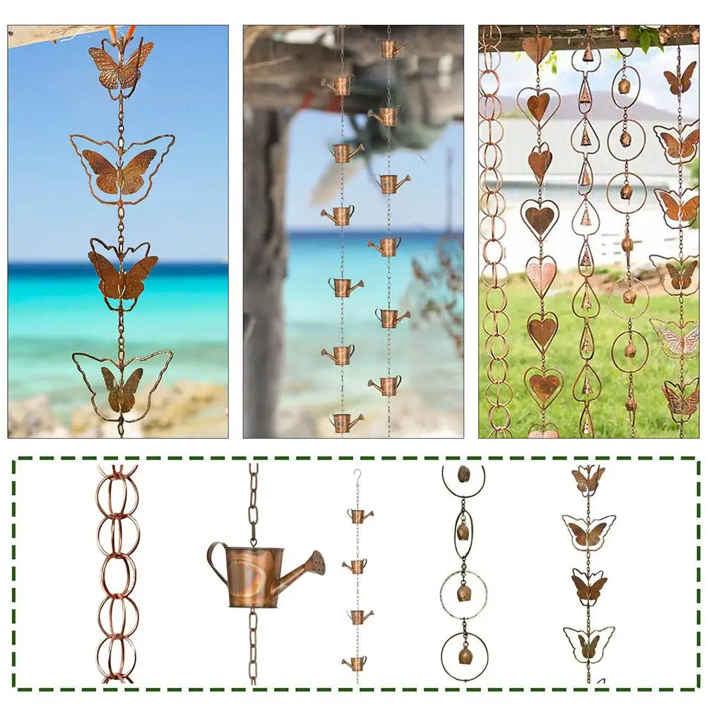 

Rain Chain For Gutters Yard Gazebos Decorative Replacement Downspouts Cup Rain Chain Divert Water Roofs Awnings Sheds 1m H6d2