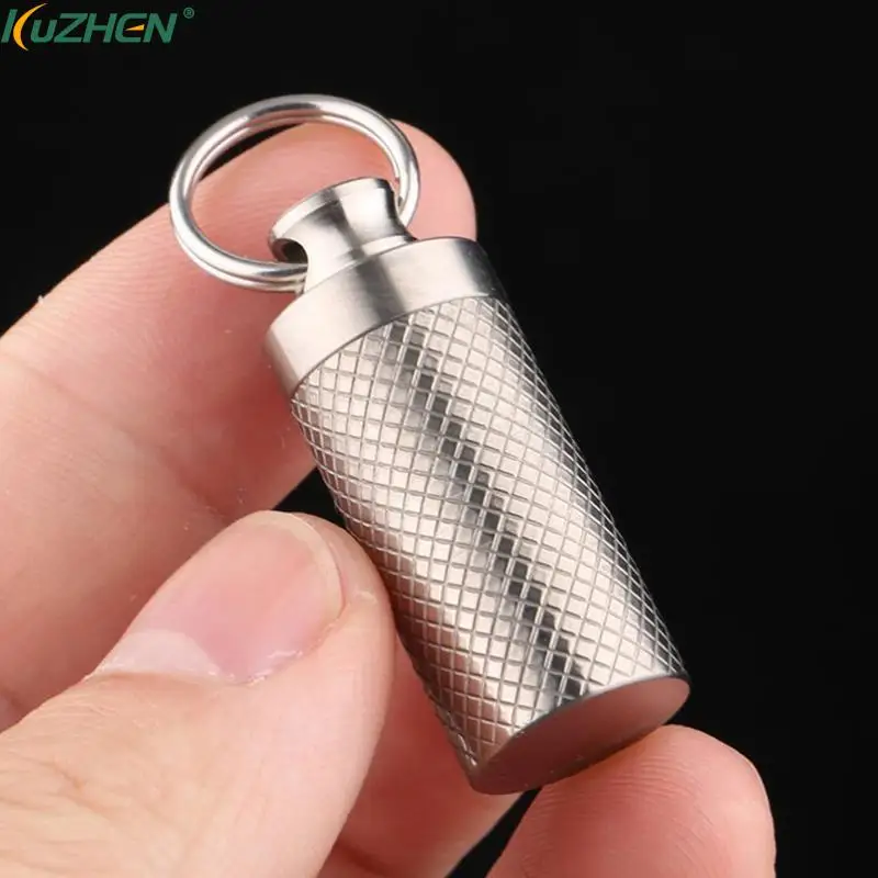 

1pcs Waterproof Aluminum Pill Box Case Bottle Cache Drug Holder For Traveling Camping Container Keychain Medicine Box