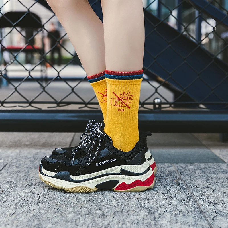 Носки хлопковые дышащие средней длины в стиле ретро 1 пара |