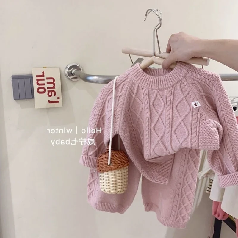 

0-4 Yrs Knitting Pullover Girls Clothing Sets Girls Boys Suit Fall Baby Boys Winter Sweater+Pants Infant Boys Tracksuits