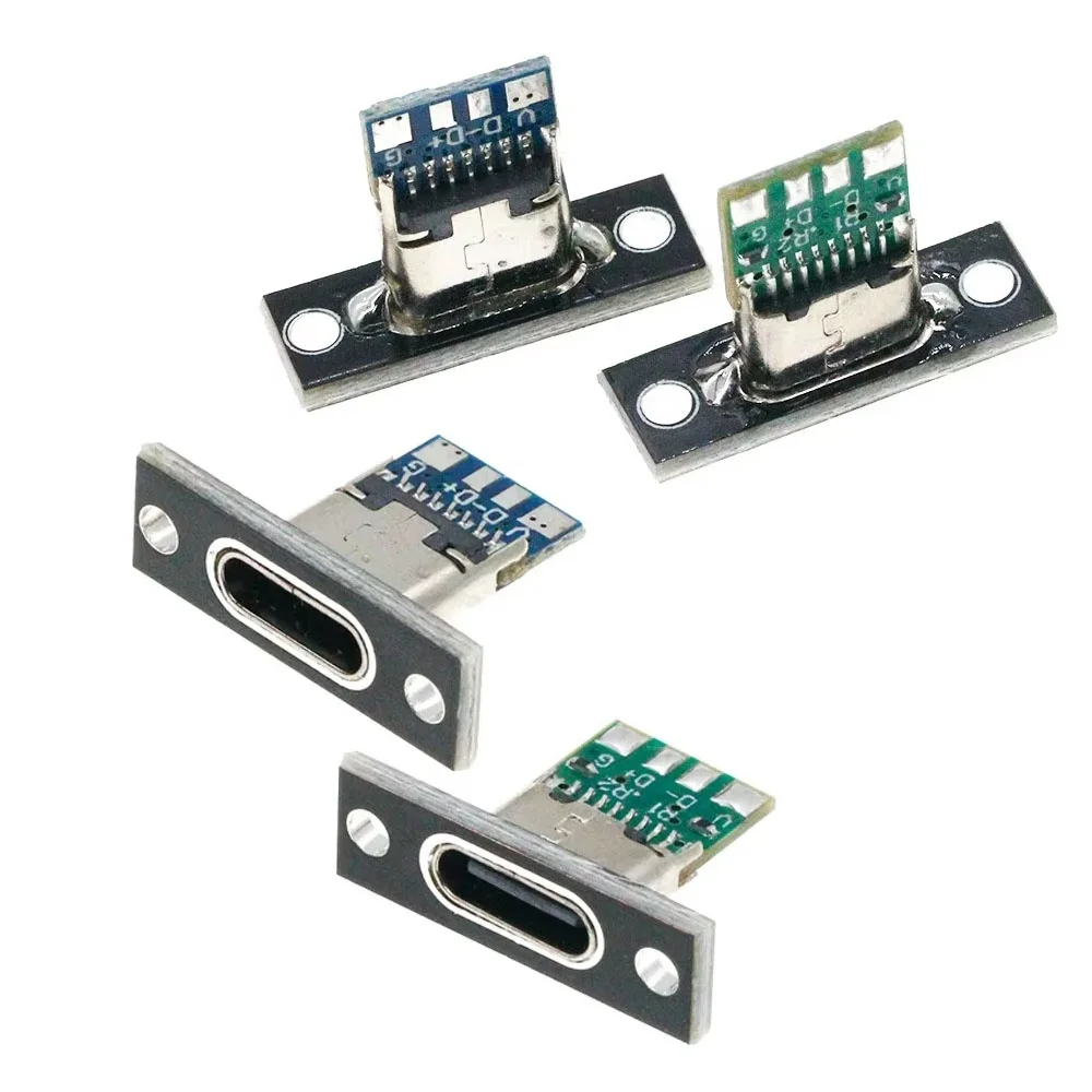 Фото 10 шт. USB 3.1 Type-C разъемы с крепежной пластиной, USB Type-C гнезда 3.1 Type-C 2-контактные 4-контактные, гнездовые разъемы для зарядки №1