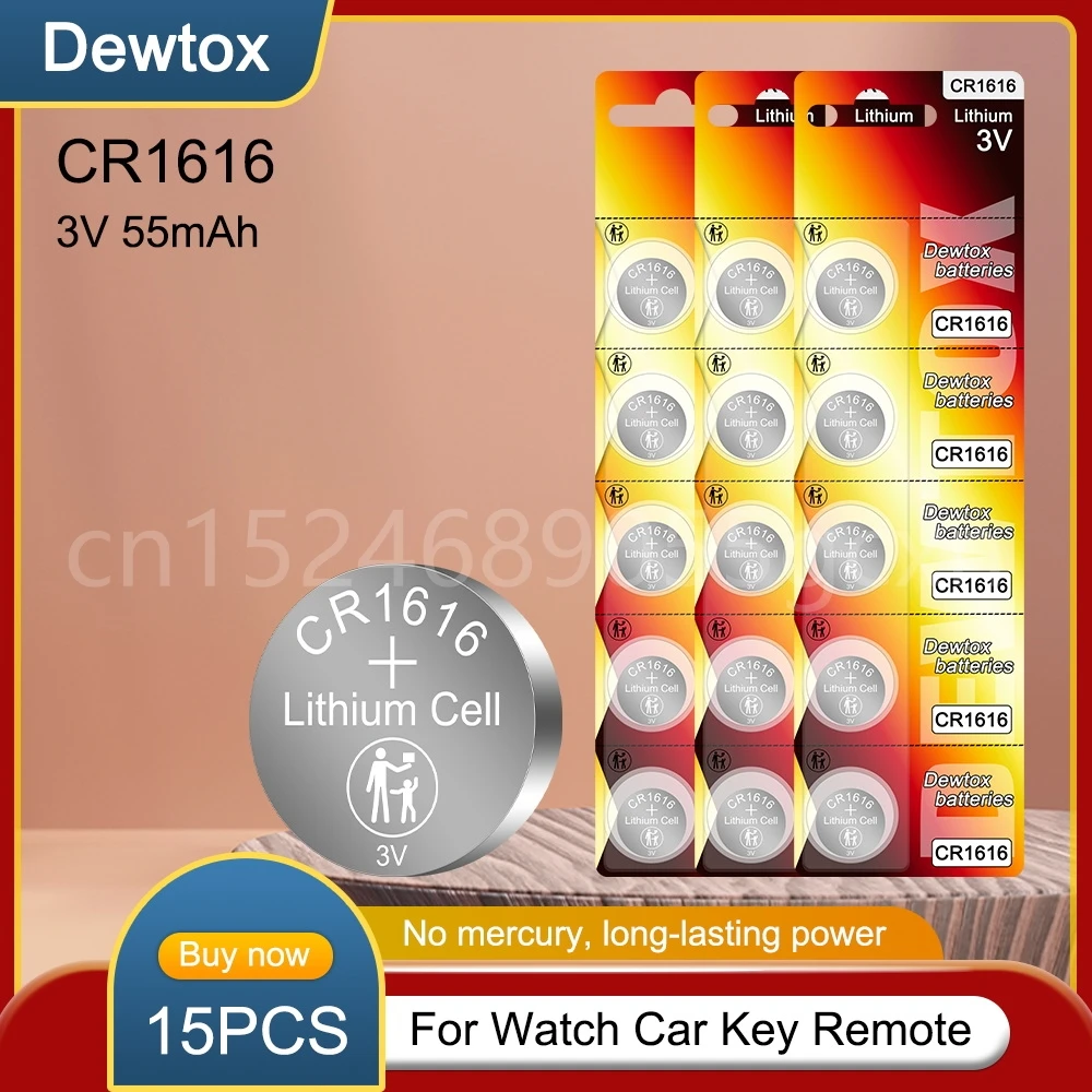 Литиевая батарея CR1616 для часов с пультом дистанционного управления, 15 шт., 55 мАч, CR 1616 DL1616 BR1616 5021LC LM1616