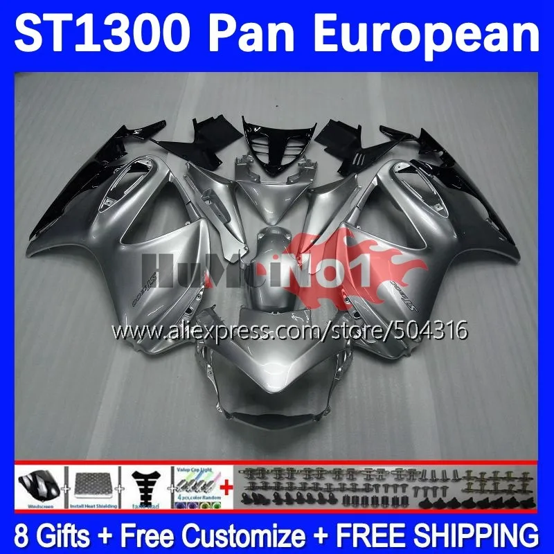 

STX1300 For HONDA ST-1300 ST 1300 02 03 04 05 06 07 08 180MC.10 ST1300 2009 2010 2011 2012 2013 2014 2015 Fairings glossy silver