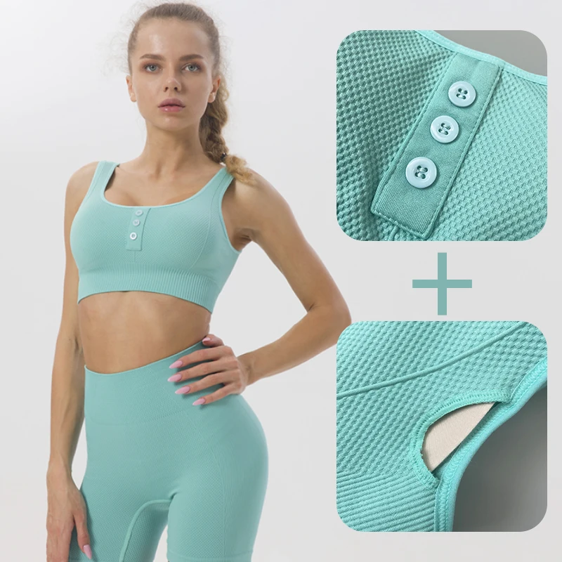 Seamless Women Yoga Set Workout Clothes Sport Pants Bra Gym Set Fitness Sportswear High Waist Running Leggings Sports Suits 2022