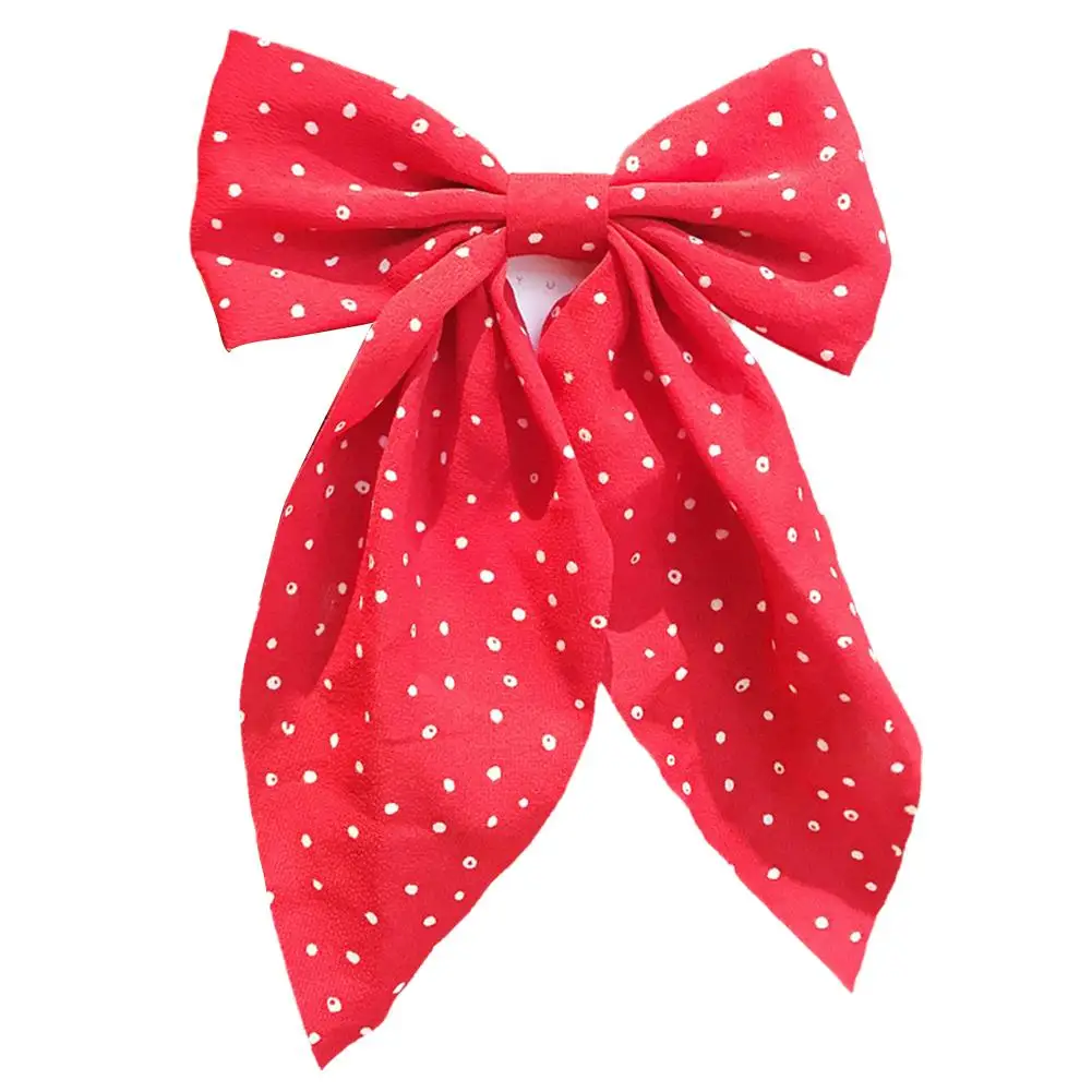 Новинка ткань в горошек Простой Большой Бант Задняя лента для волос аксессуары
