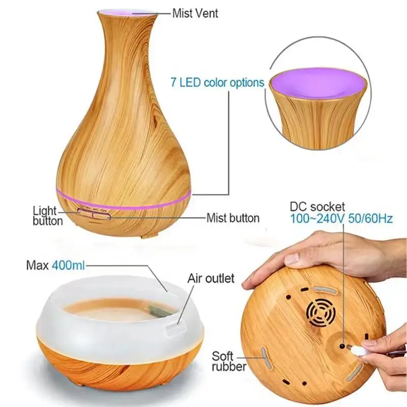 550 мл диффузор аромата эфирного масла с дистанционным управлением под дерево