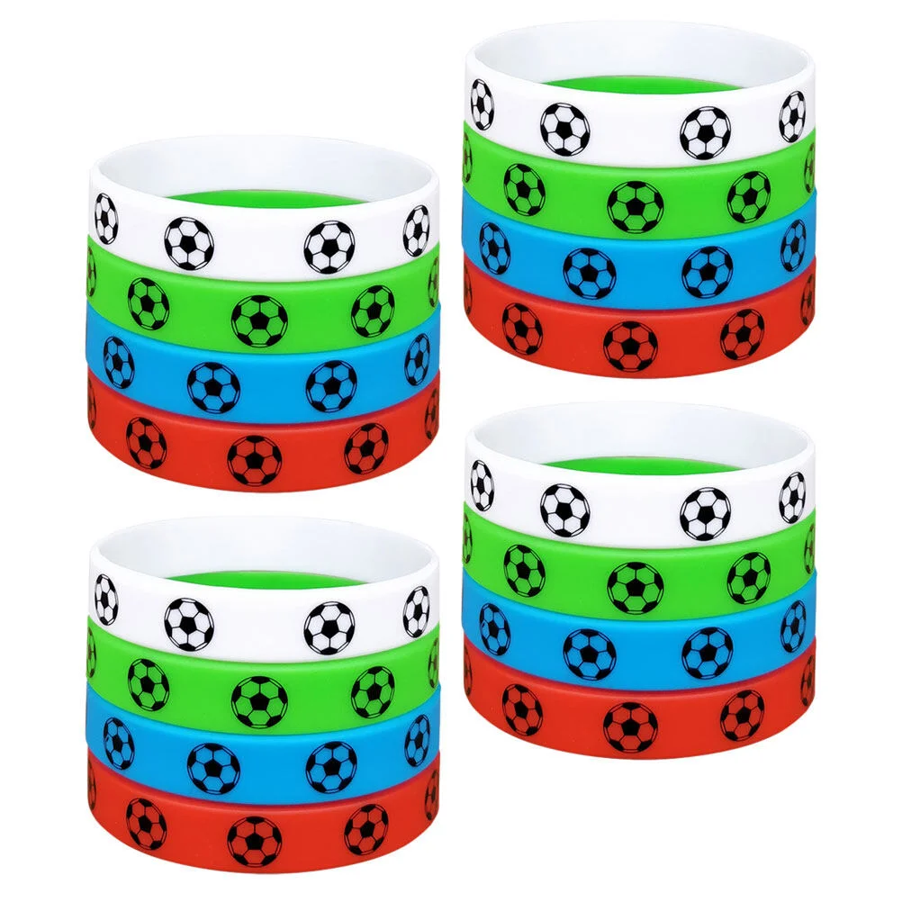 

16 Pcs Mens Gifts Party Supplies Soccer Themed Wrist Bracelet Compact Girl Chic Wristband Silica Gel Football Man