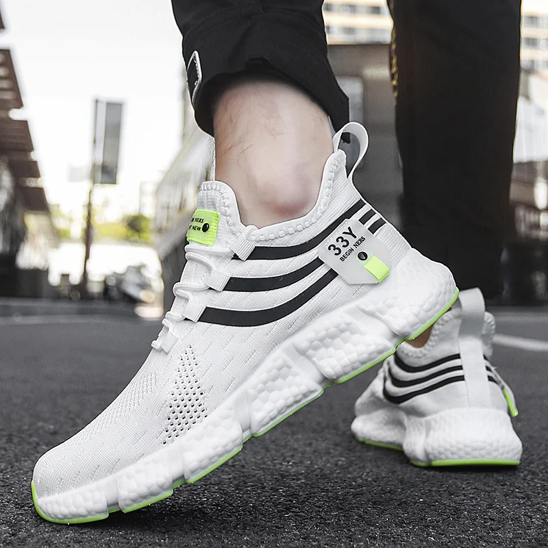 New Men's Sneakers Mesh Breathable Running Shoes Male Light Non-slip Classic Sports Casual White Shoes Women Tenis Masculino