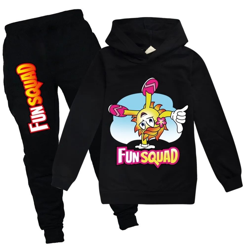Kids Fashion Cartoon Fun Squad Gaming Hoodie Tops+Pants 2pcs Set Baby Boys Girls Tracksuit 3-14 Years Kids Spring Autumn Clothes