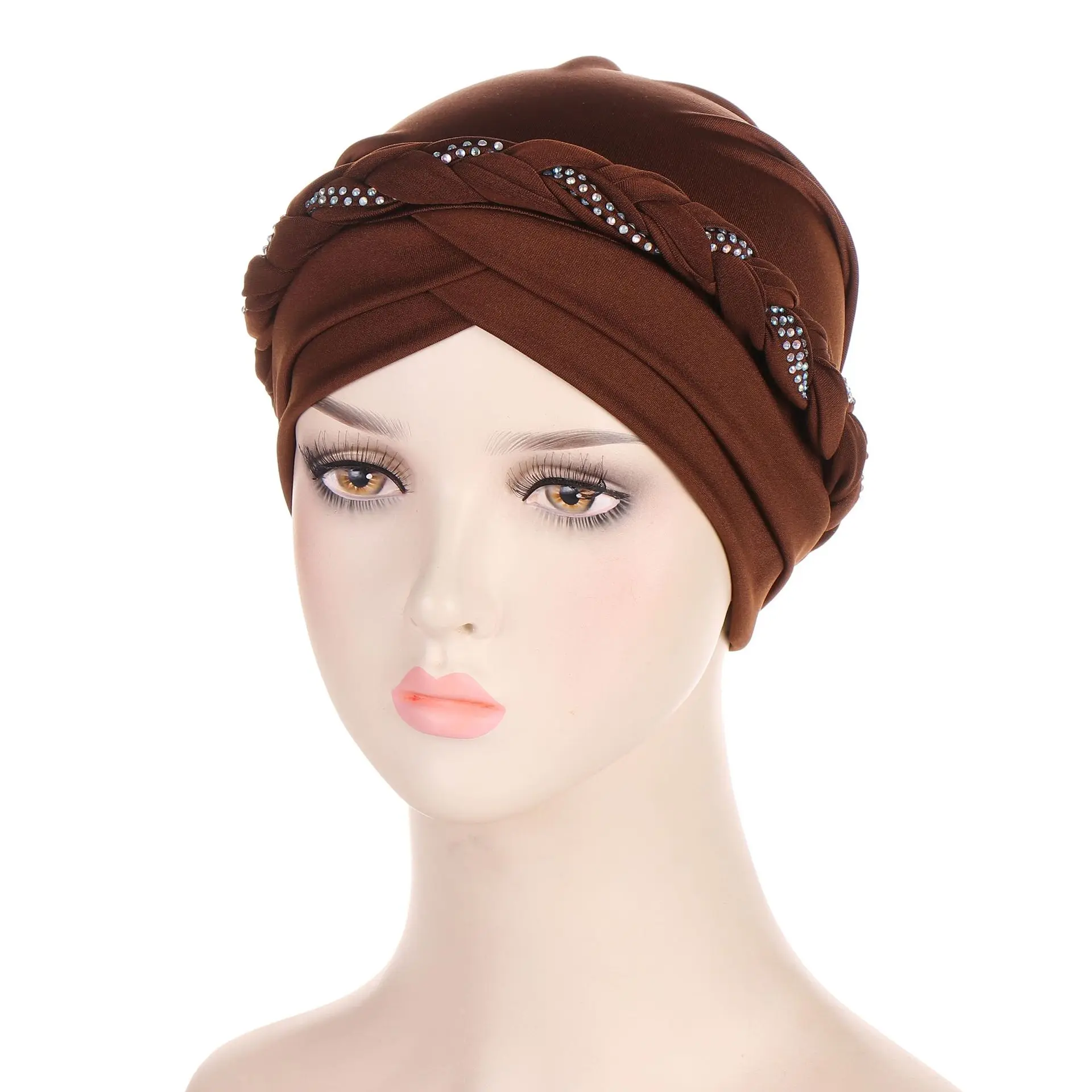 

Glitter Diamonds Braids Turban Cap for Women Elastic African Headwrap Bonnet Muslim Inner Hijabs Islam Headwear Turbante Mujer