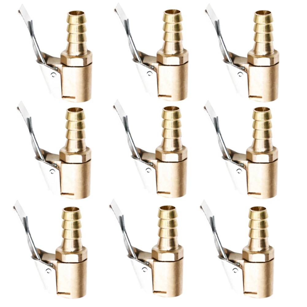 

100X Car Tire Chuck Inflator Pump Valve Connector Clip-On Adapter Car Brass 8Mm Tyre Wheel Valve for Inflatable Pump