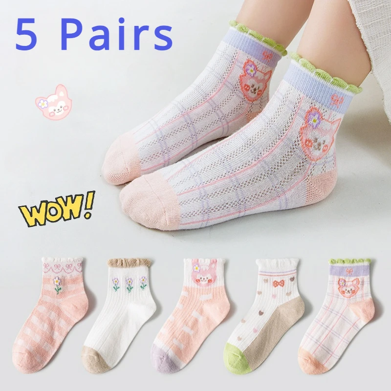 5 пар/партия детские короткие носки с цветами