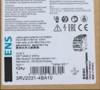 

Оригинальный заводской агент, новый оригинальный 3RV2031-4BA10 3RV20314BA10
