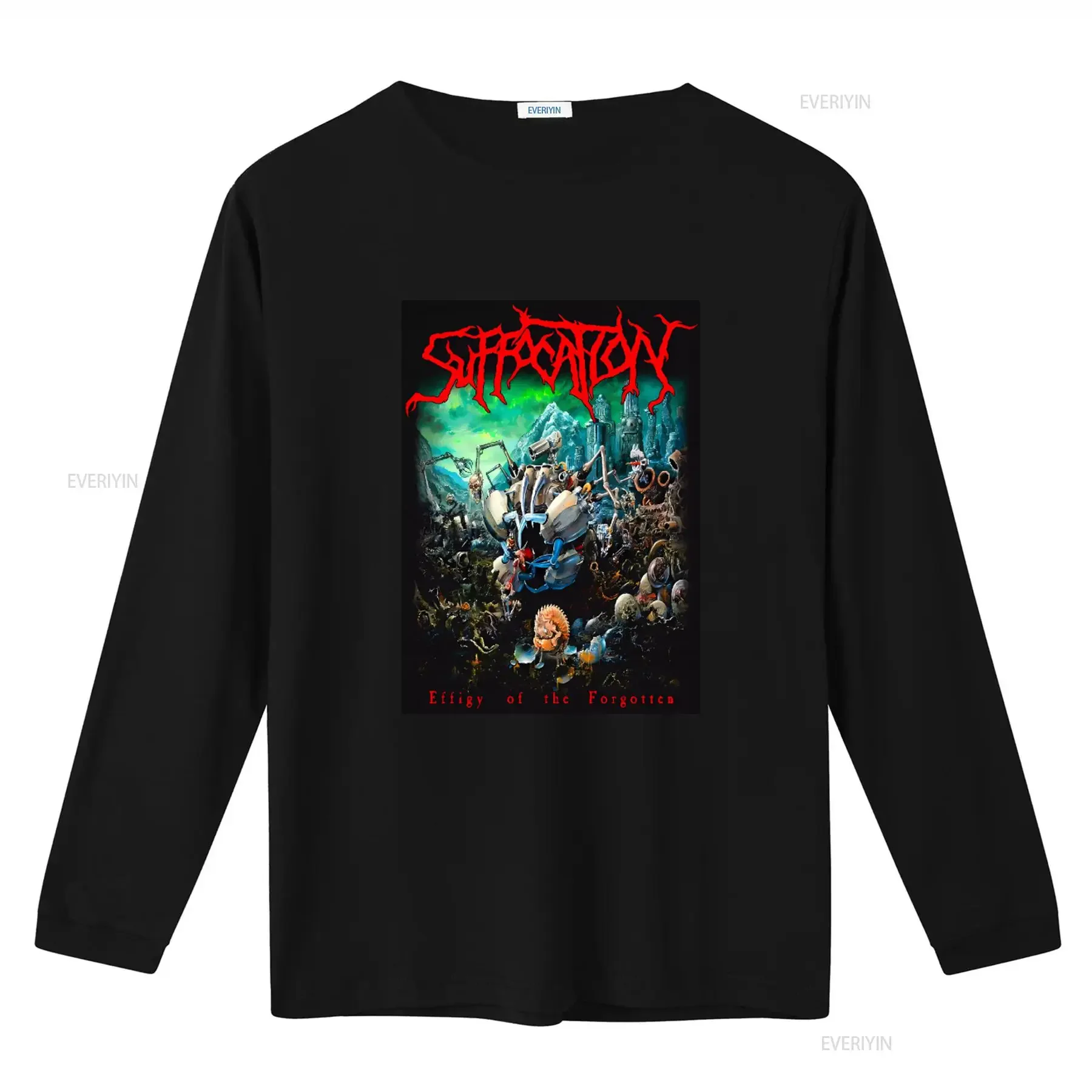 Фото Футболка Suffocation Effigy of the Forgotten Death Metal Band для фанатов рок-музыки, винтажная, с эффектом потертости, повседневная, стильная №2