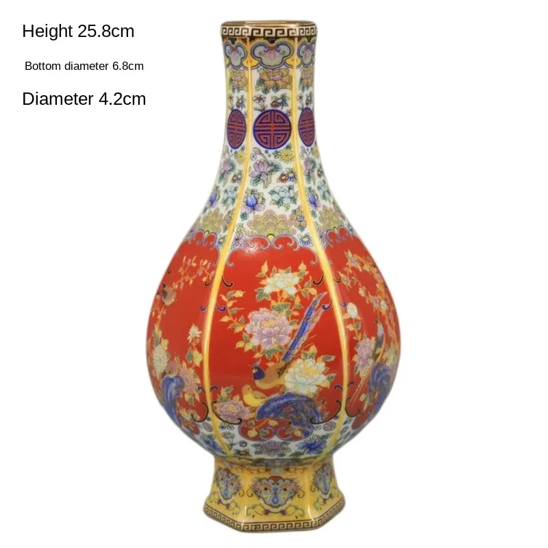 

Qing Dynasty Yongzheng Enamel Color Six Square Bottle Antique Handicrafts Home Porcelain Ornaments Retro Decoration Collection