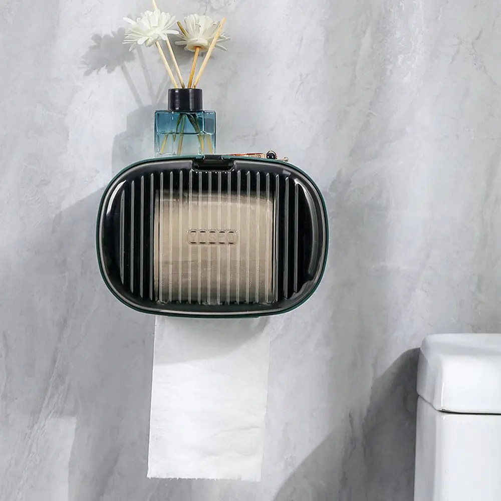 

No Punching Wall Mounted Waterproof Toilet Paper Holder Tissue Box Shelf Storage Rack Roll/Draw Paper Dispenser