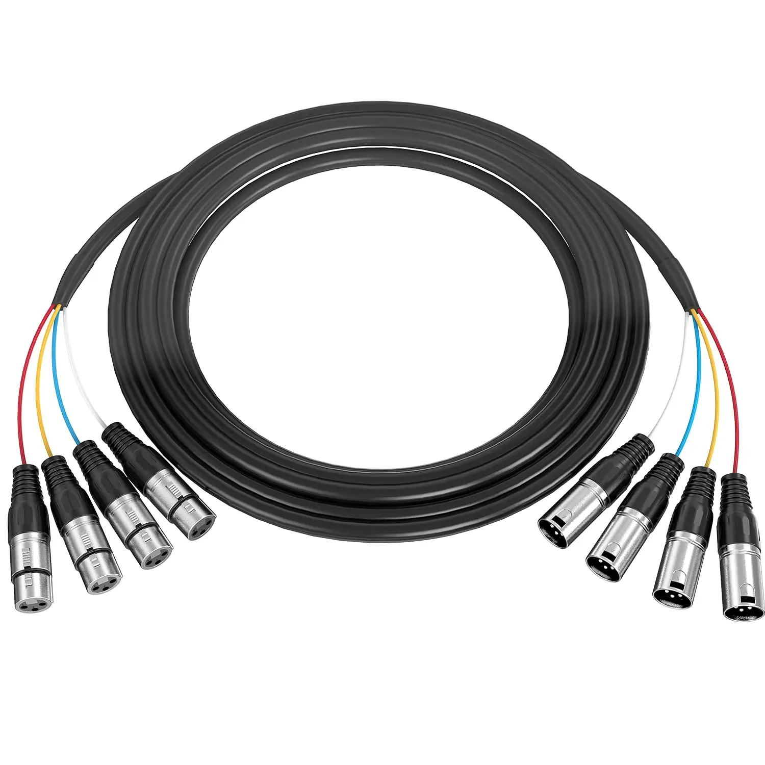 

4 Channel XLR Snake, Ancable 15Ft(4.5m) XLR Male to Female Audio Cable with Color Coded, Microphone Cable