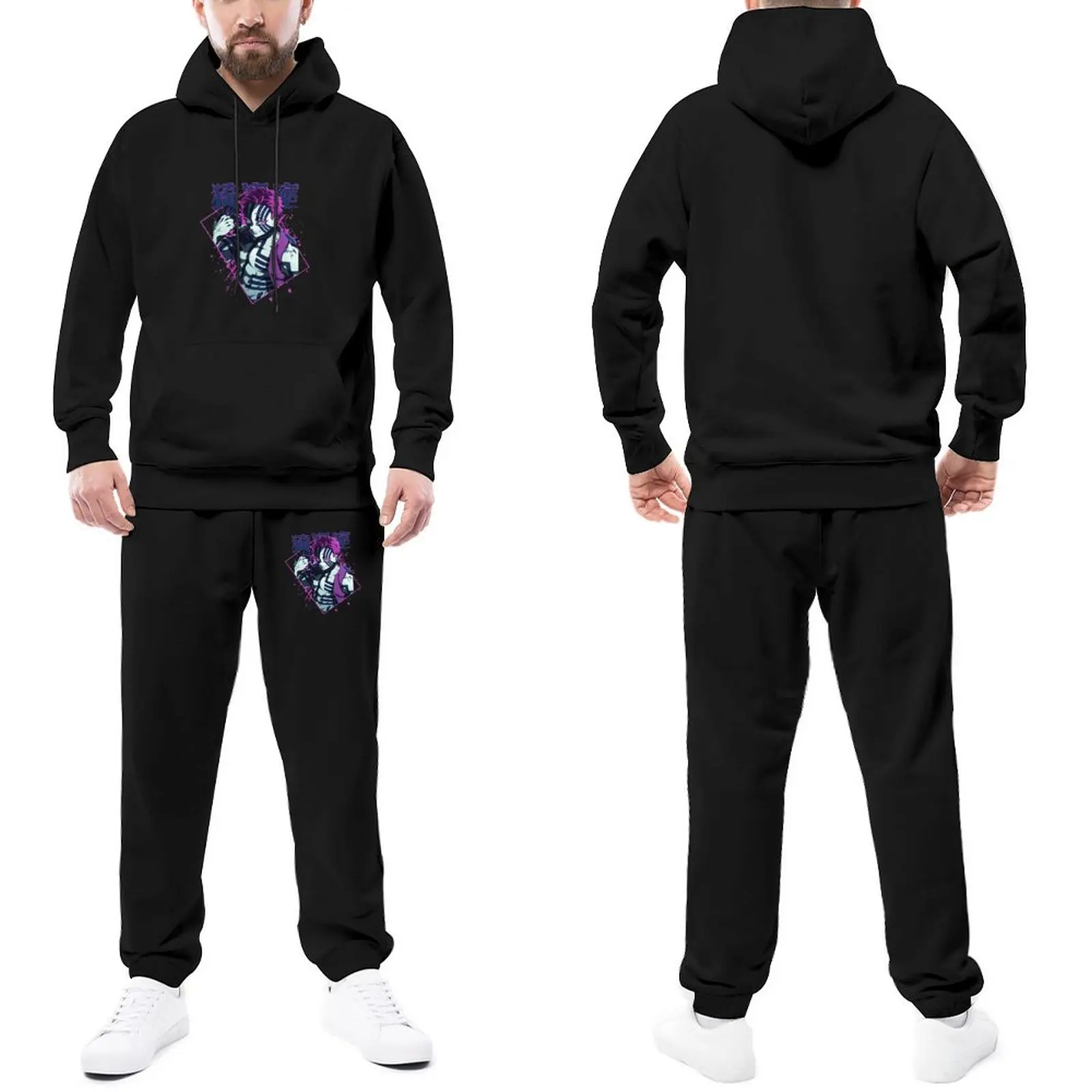 

Trapstar Tracksuits AKAZA Daki Hoodie Set Demon Slayer Japan Manga Hoodie Set Oversize Print Jogger Sets Street Style Sweatsuits