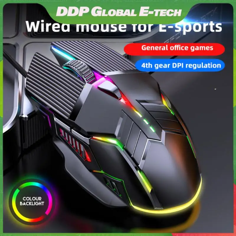 

Ergonomics Usb Wired Rgb Gaming Mouse 6 Key Mute Wired Mouse Universal Ergonomics Mice Luminous Mute Mouse 3200 Dpi High Quality