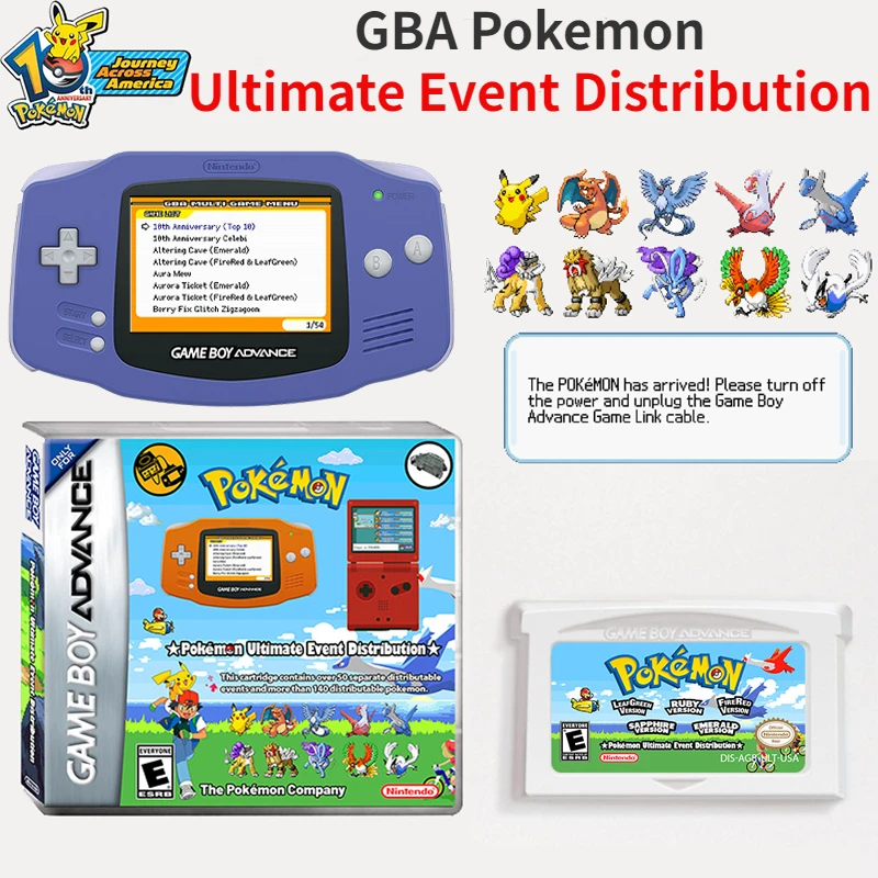 

GBA Pokemon Ultimate раздача событий игровые карты Пикачу раздача событий кассета чернильный картридж Gen3 разблокировка карты игрушки подарок