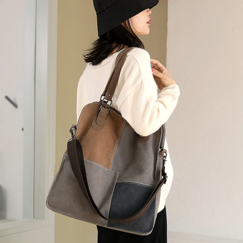 

Canvas Bag Women's Bag Retro Texture 2022 New Large Bag Commuting Minority Large Capacity Portable Single Shoulder Bag Messenger