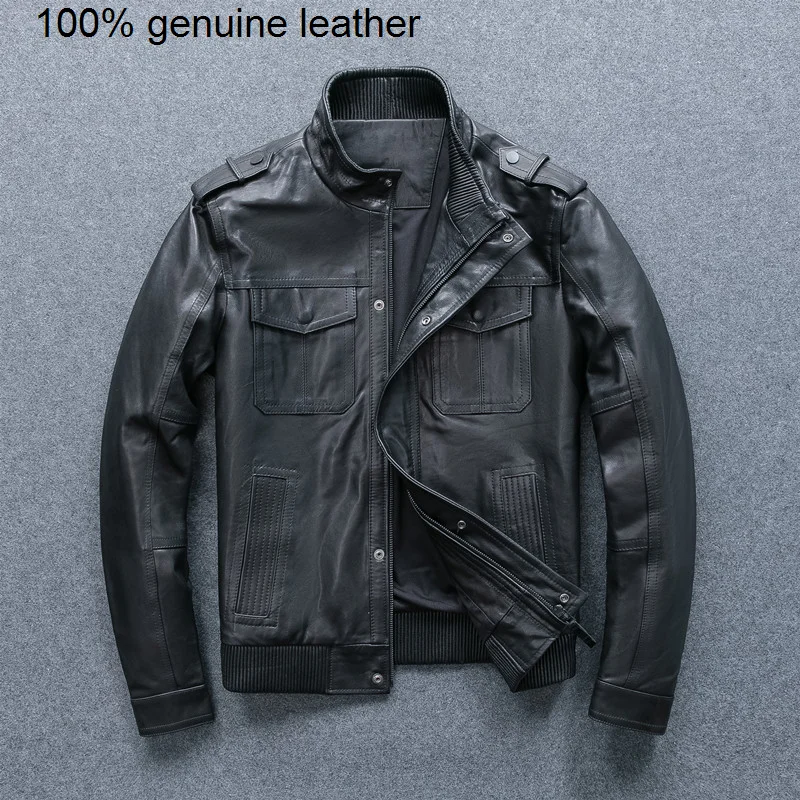 

Мужская мотоциклетная куртка GU.SEEMIO из натуральной овечьей кожи