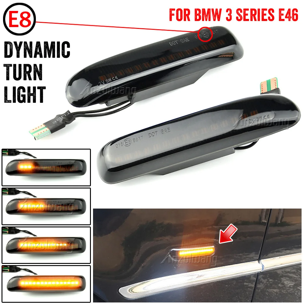 Flowing LED Dynamic Side Marker Sequential Blinker Turn Signal Light For BMW E46 3 Series Limo Coupe Compact Cabriolet Touring