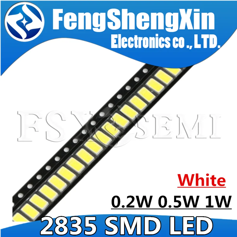 

100pcs High Brightness SMD LED 2835 Lamp bead 1W 0.5W 0.2W White 3V 6V 9V 18V 36V 150MA/100MA/30MA/60MA/80MA 6000-6500K Diode