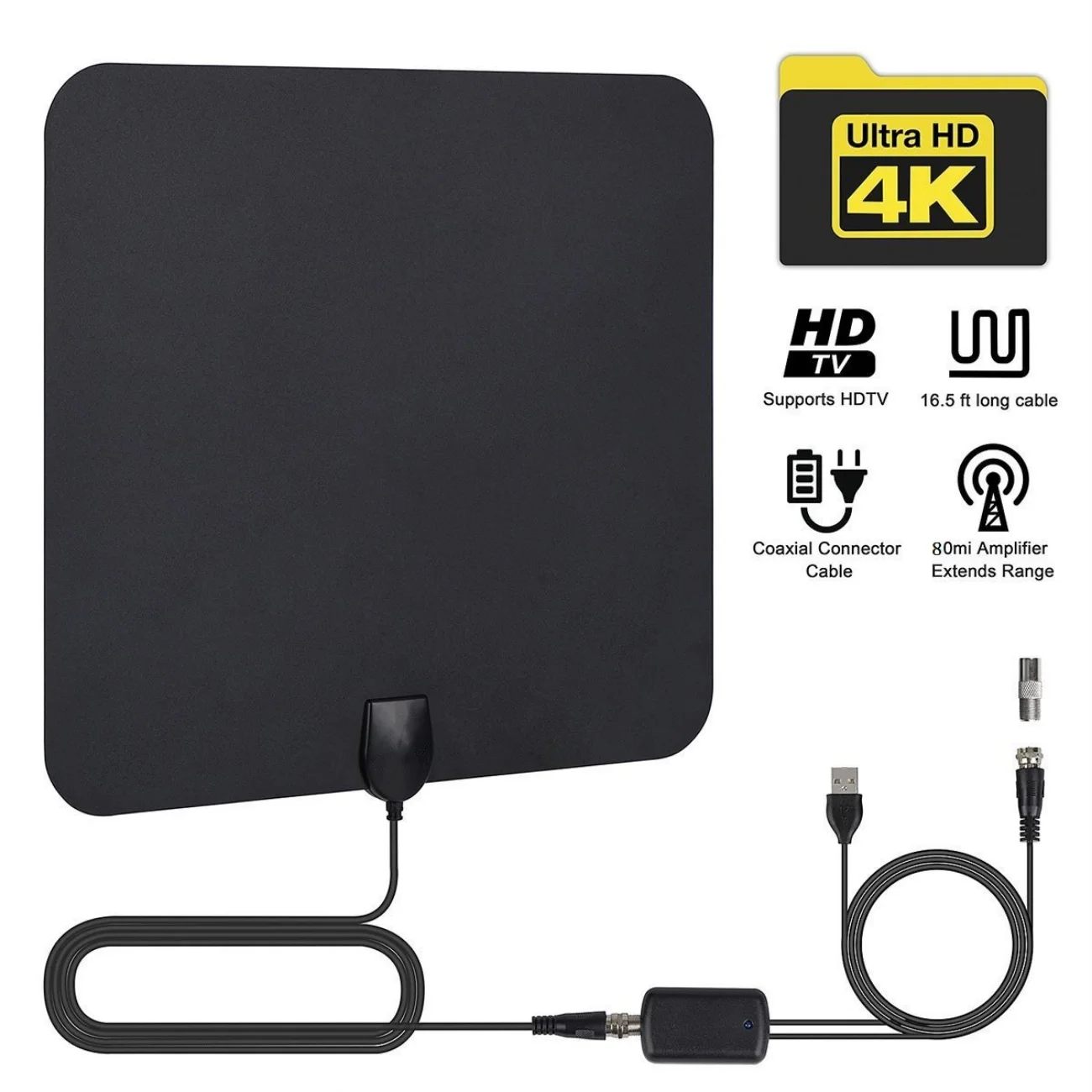 

350 Miles Booster Range HDTV Antenna 4K HD Indoor Digital Active TV Antenna Signal Amplifier