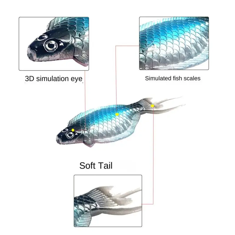 

Fishing Lures Fork-tailed Fish Luya Soft Bait Silicone Material Freshwater Sea Fishing Simulation Bait 12.8cm7.6g Fishing Gear